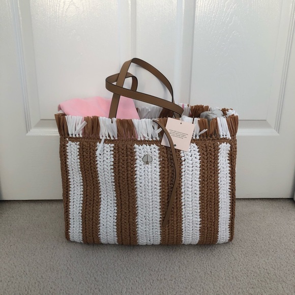 Kate Spade Sam Stripe Straw Tote - Picture 2 of 5